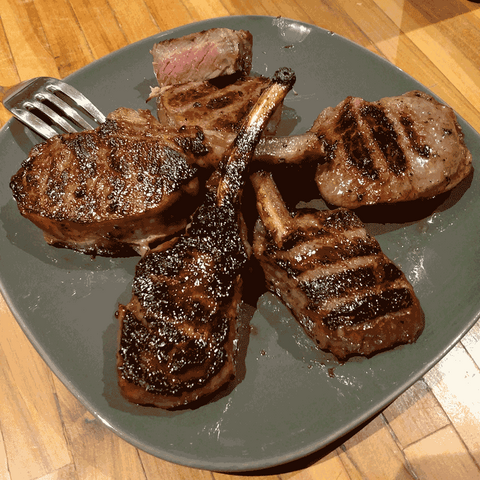Lamb cooked on the hot plate