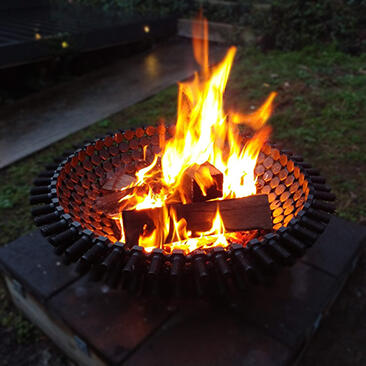 The "Bolt" fire pit made of nuts and bolts