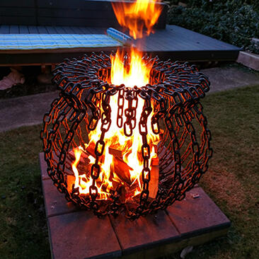 The "Cauldron" fire pit made of heavy duty metal chain